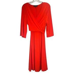 ELOQUII Red Wrap Dress Womens 14 Wide Sleeve Knee Length Holiday Party Dress